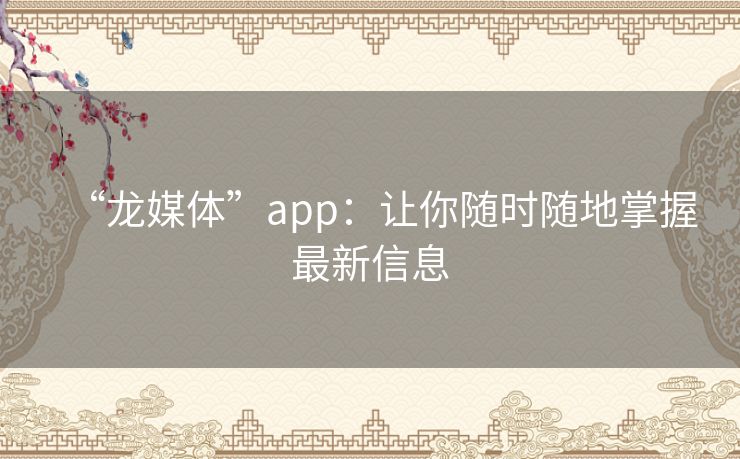 “龙媒体”app：让你随时随地掌握最新信息